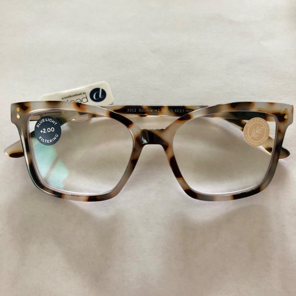 Peepers Accessories - New Octavia Gray Tortoise Blue Light Filter Reading Glasses +2.00